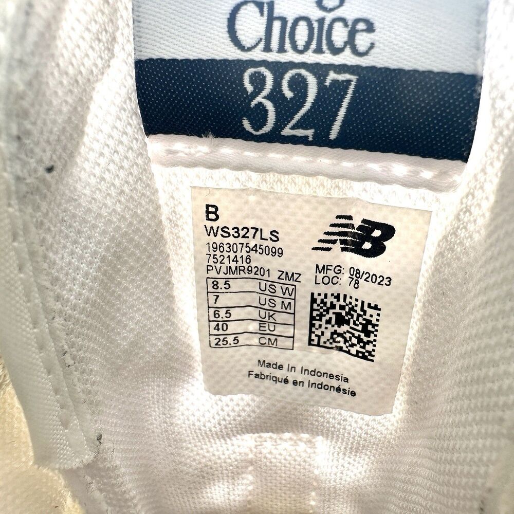 New Balance 327 White Leather Gum Sole Sneakers Womens Size 8.5 B WS327LS - Picture 9 of 11